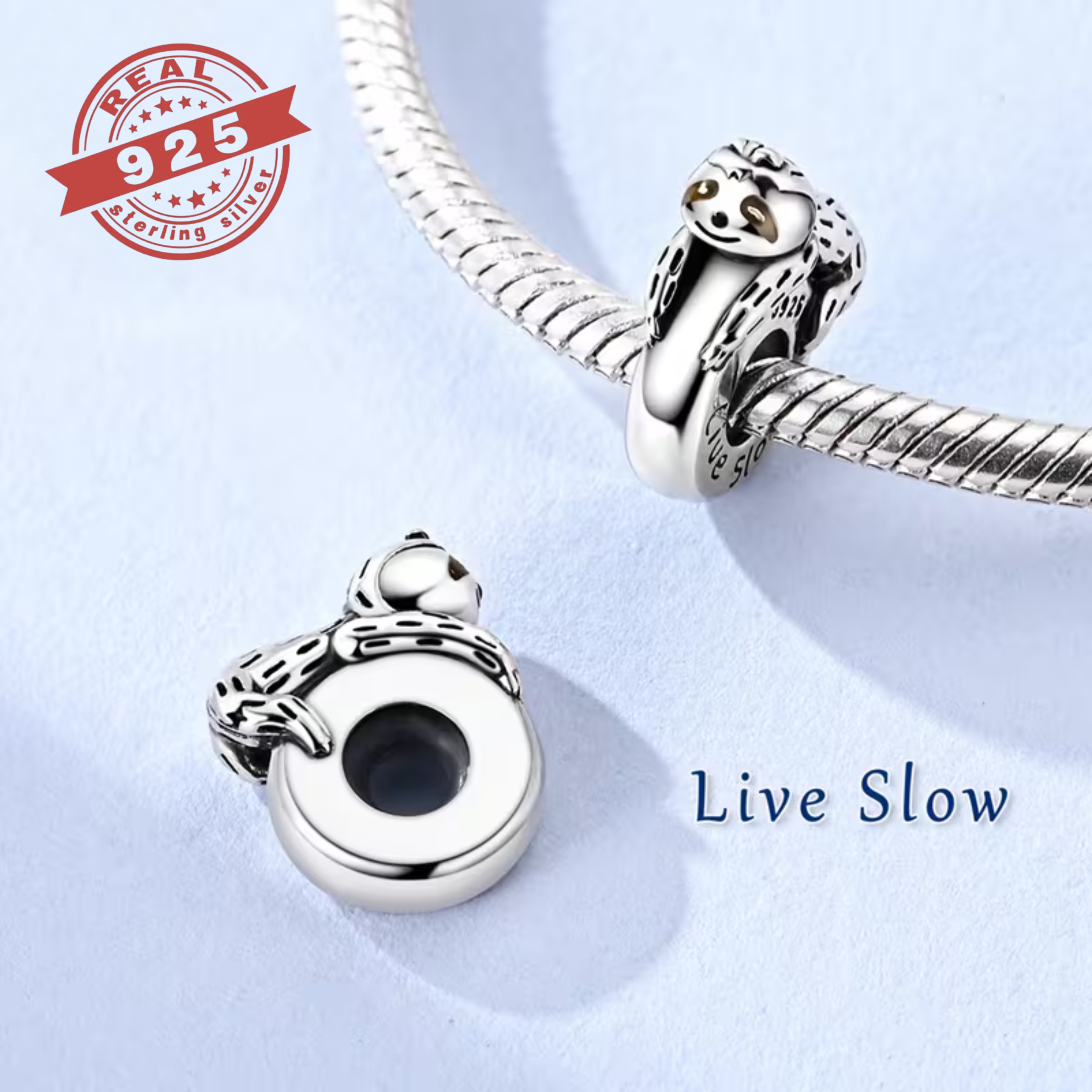Slow Life Sloth Rubber Charm - S925 - Image 2
