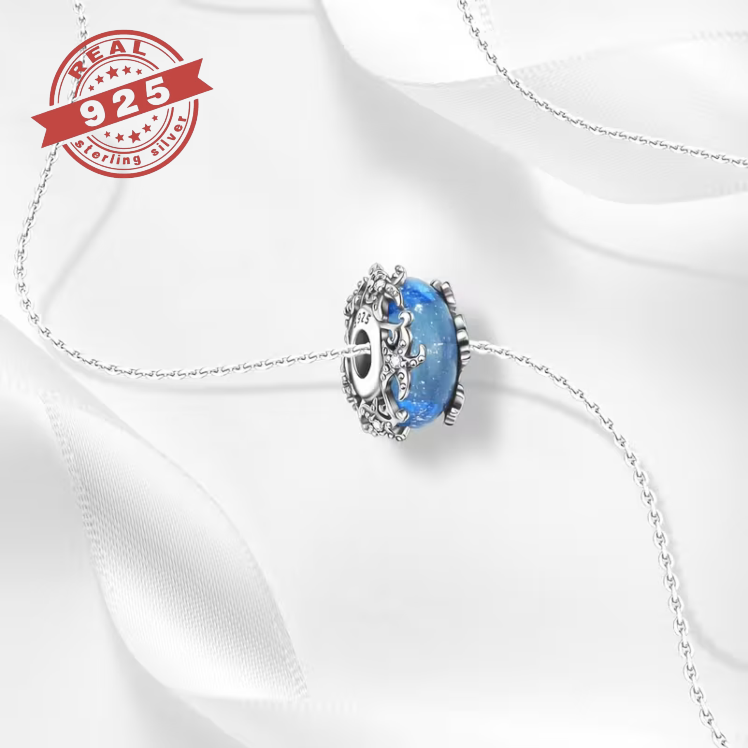 Ocean Blue Murano Glass Charm - S925 - Image 3