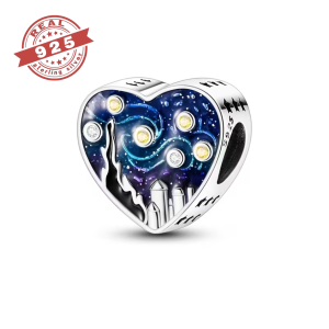 Starry Night Heart Charm - S925