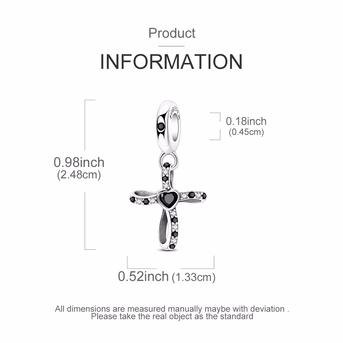 Black Heart Cross Dangle Charm - Image 5
