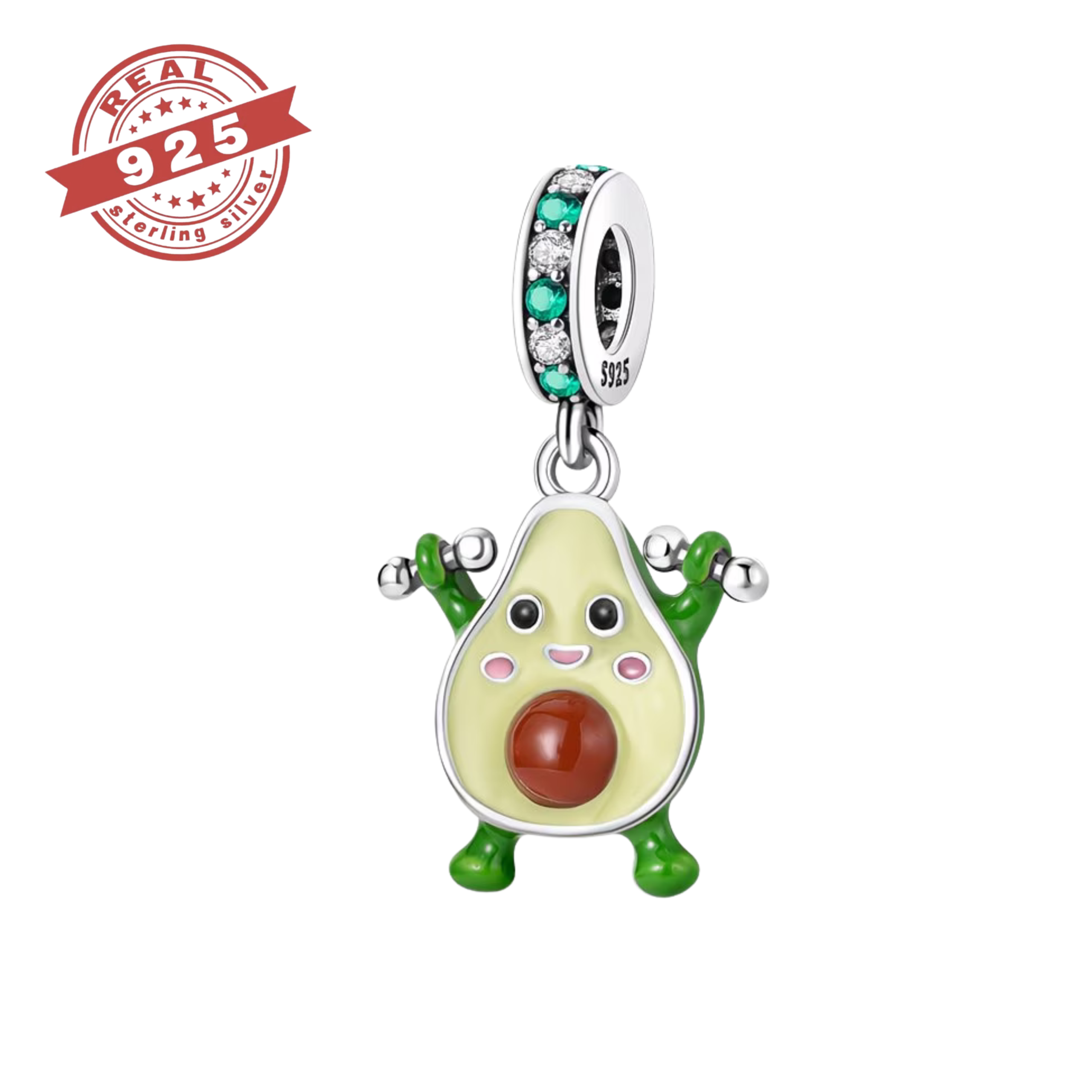 Avocado Dumbbell Dangle Charm – S925