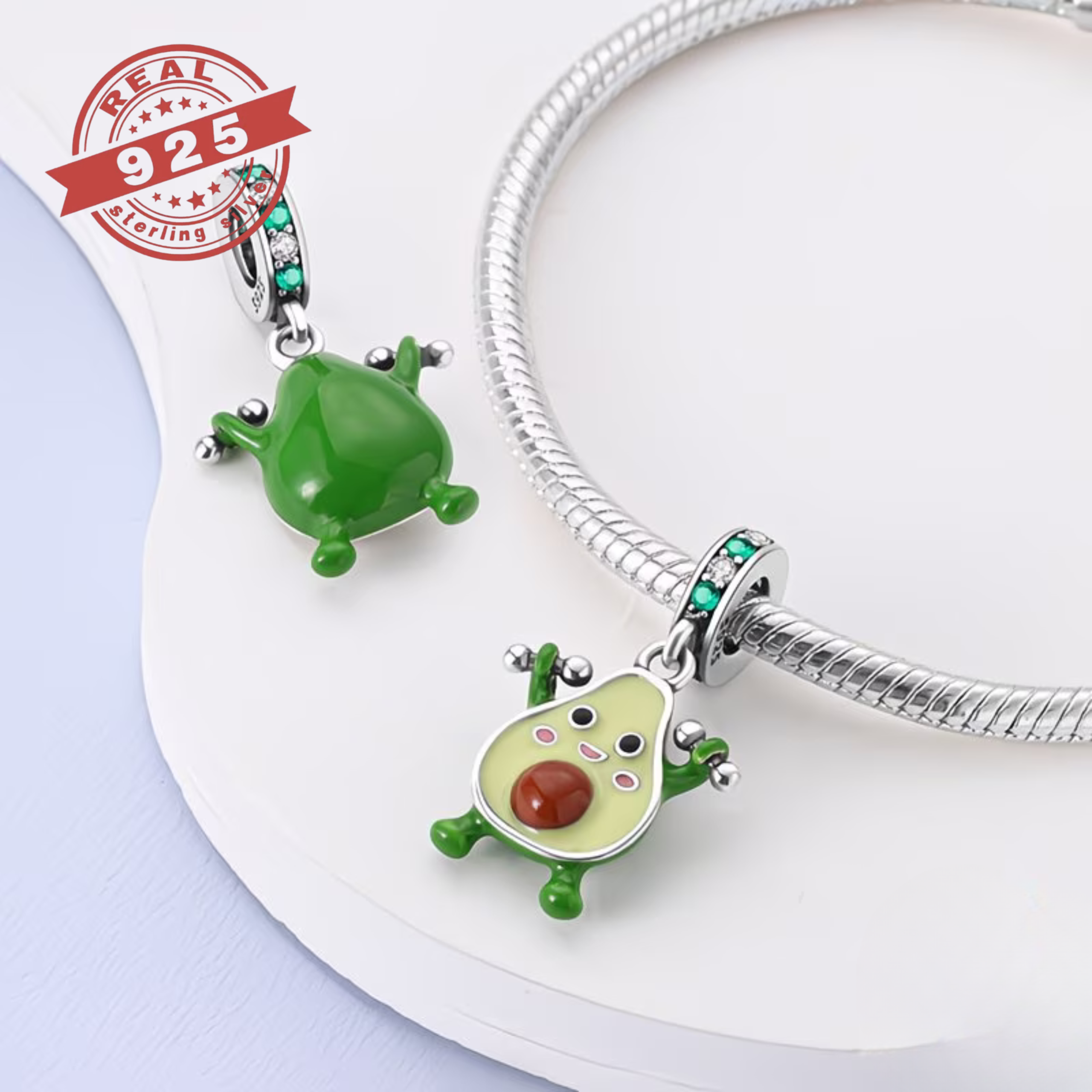 Avocado Dumbbell Dangle Charm – S925 - Image 2