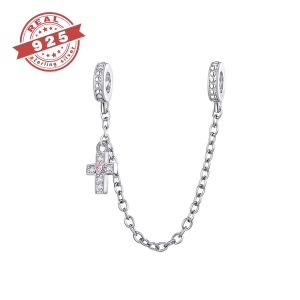 Cross Safety Chain with Heart – S925