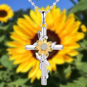 Sunflower Cross Necklace