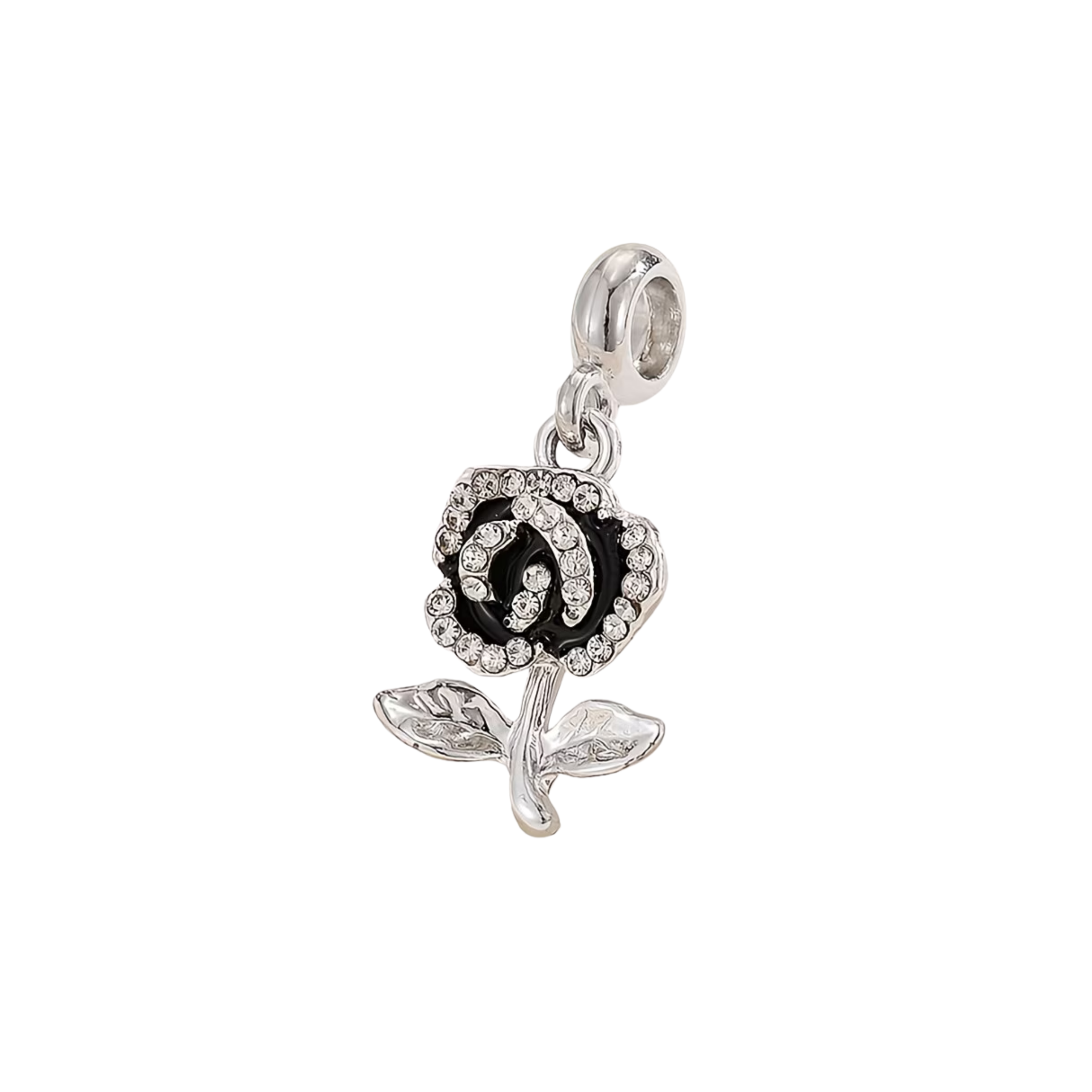 Black Rose Dangle Charm