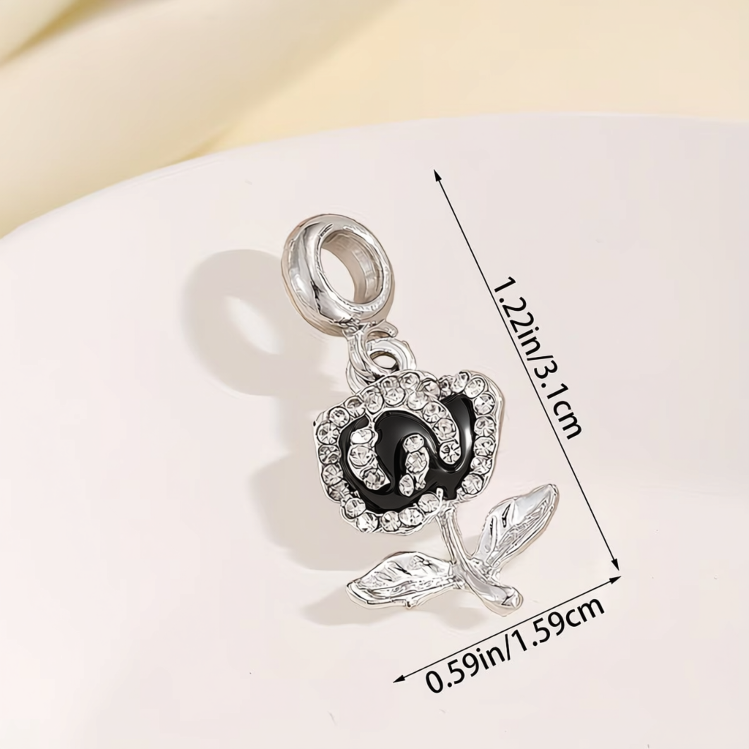 Black Rose Dangle Charm - Image 3