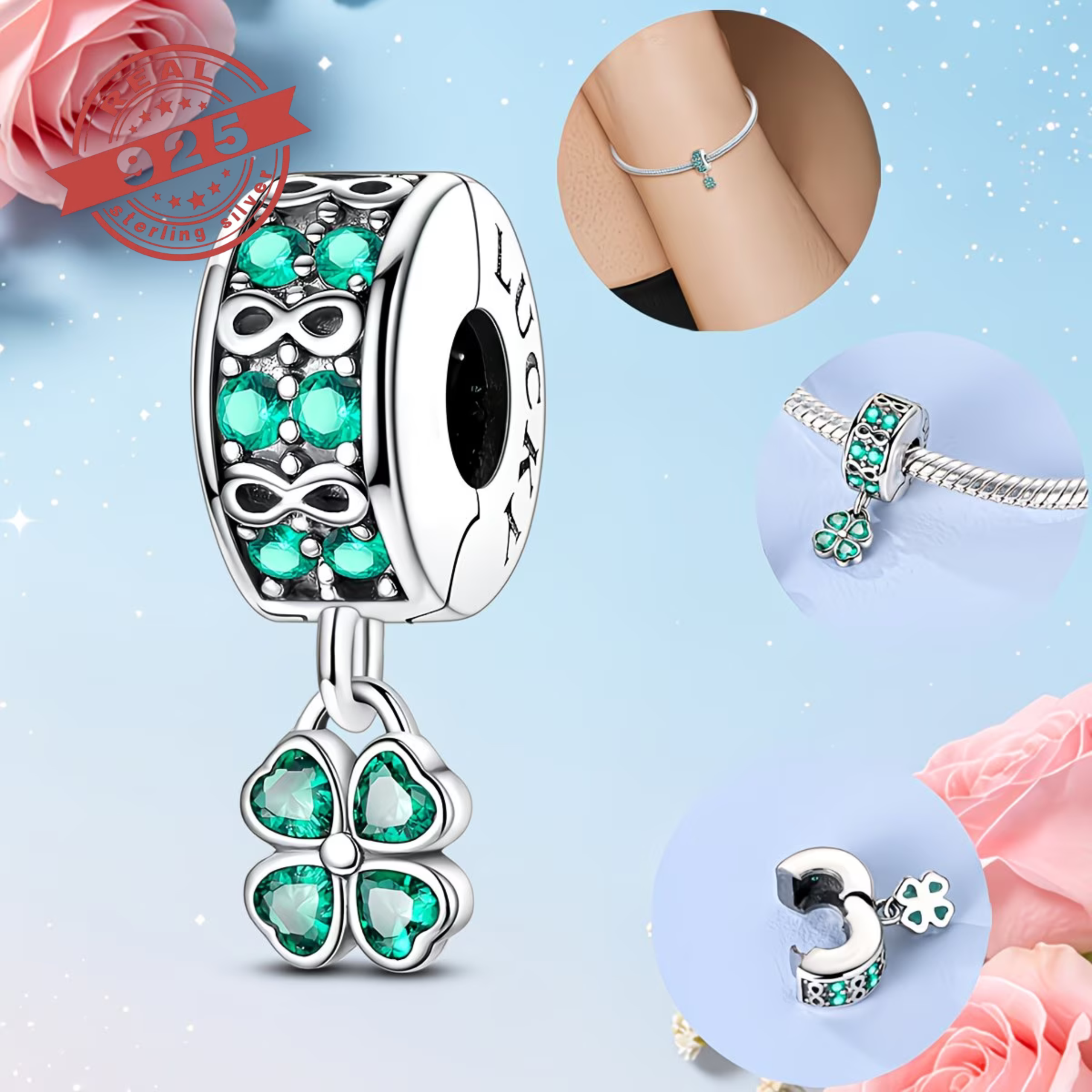 Lucky Clover Clip Charm – S925