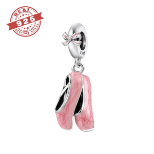 Pink Ballet Slippers Dangle Charm – S925