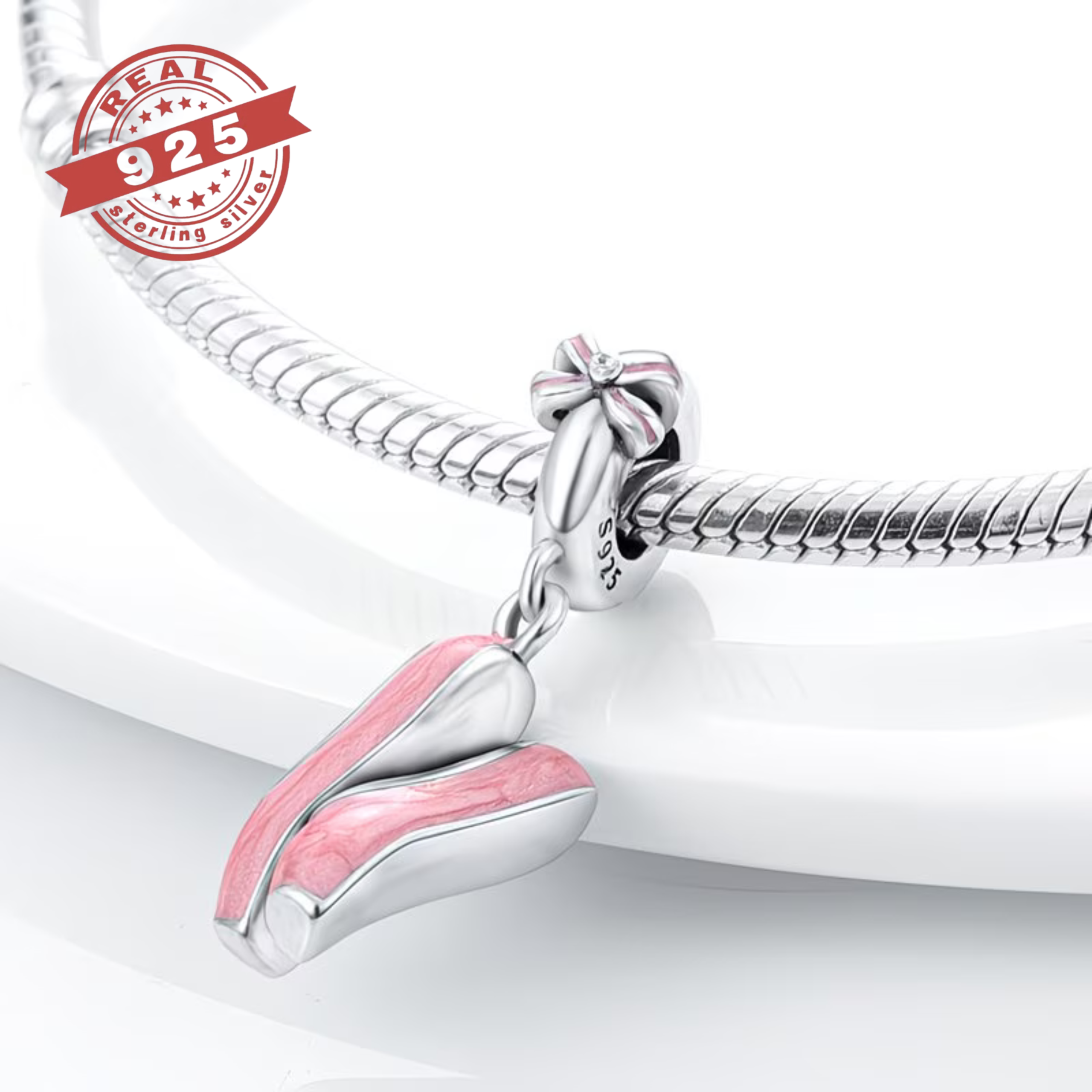 Pink Ballet Slippers Dangle Charm – S925 - Image 2